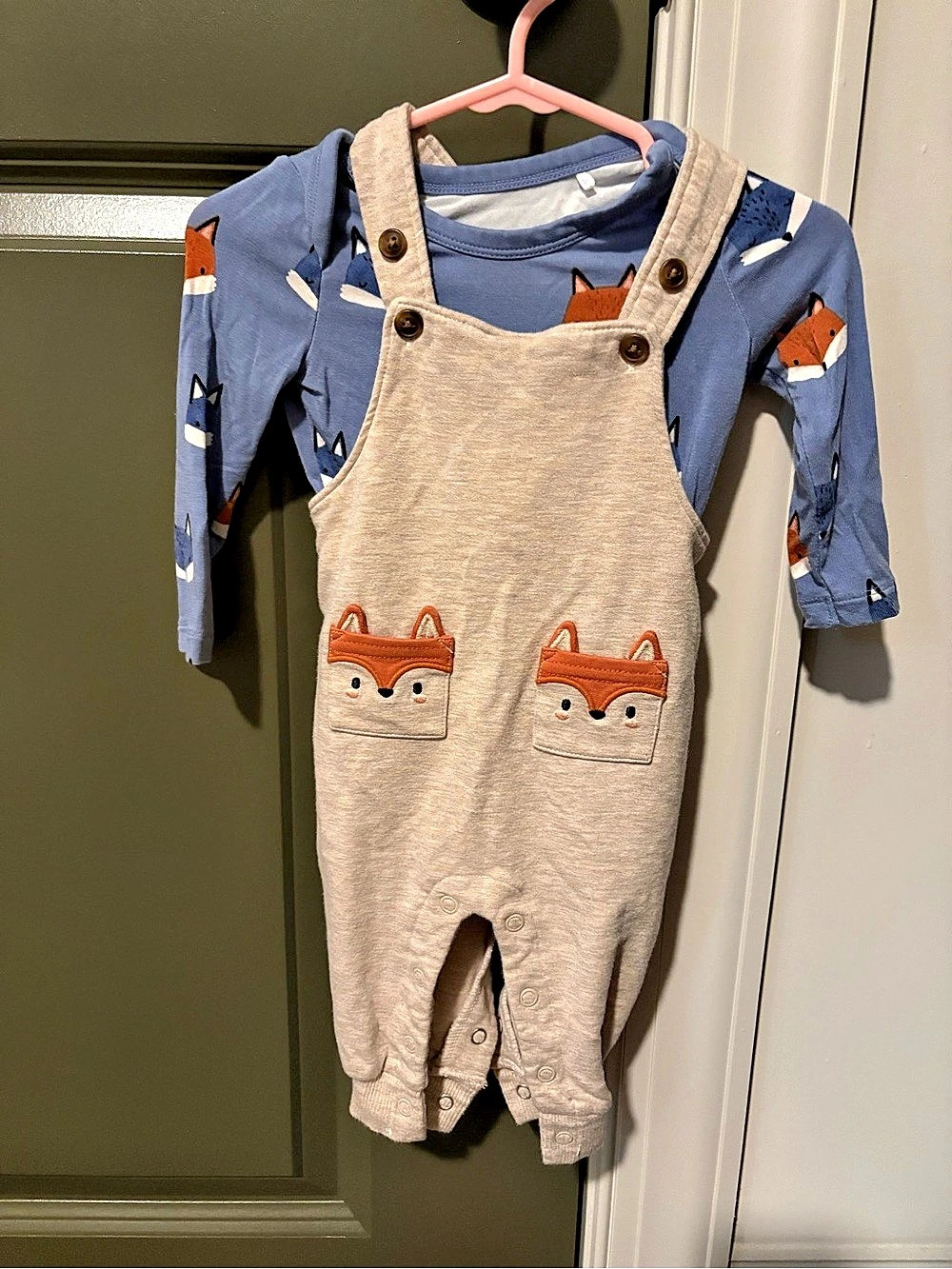 Play by Little Sleepies Fox Print Overalls Set Baby Set Size 0-3